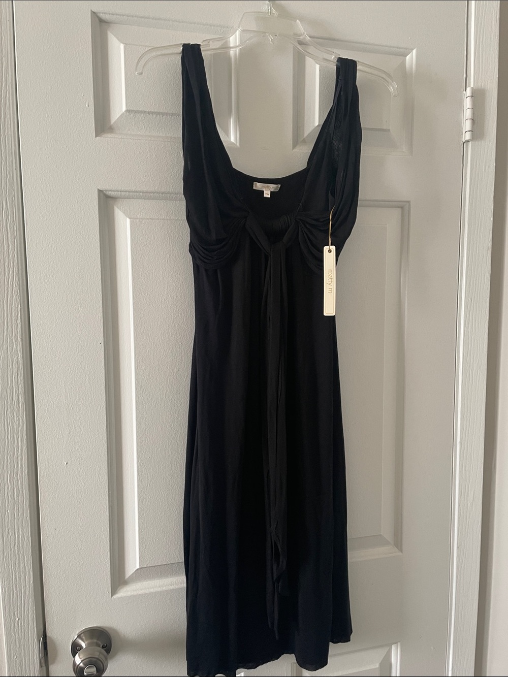 Matty M Black Sleeveless Midi Dress with Tie Front